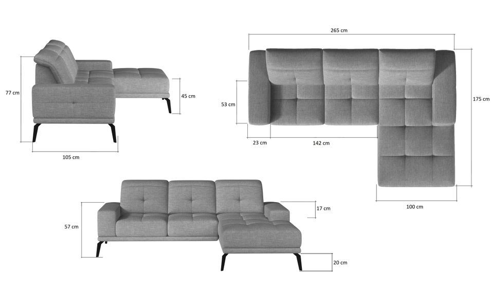 Canapé d'angle gauche 5 places simili cuir blanc Torpille 265 cm - Photo n°5