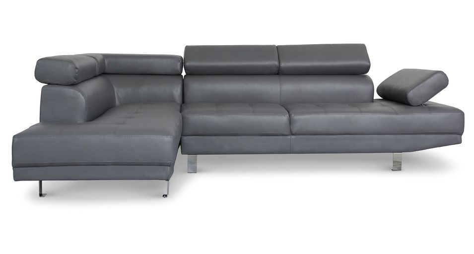 Canapé d'angle gauche 5 places simili cuir gris Omeg 260 cm - Photo n°1