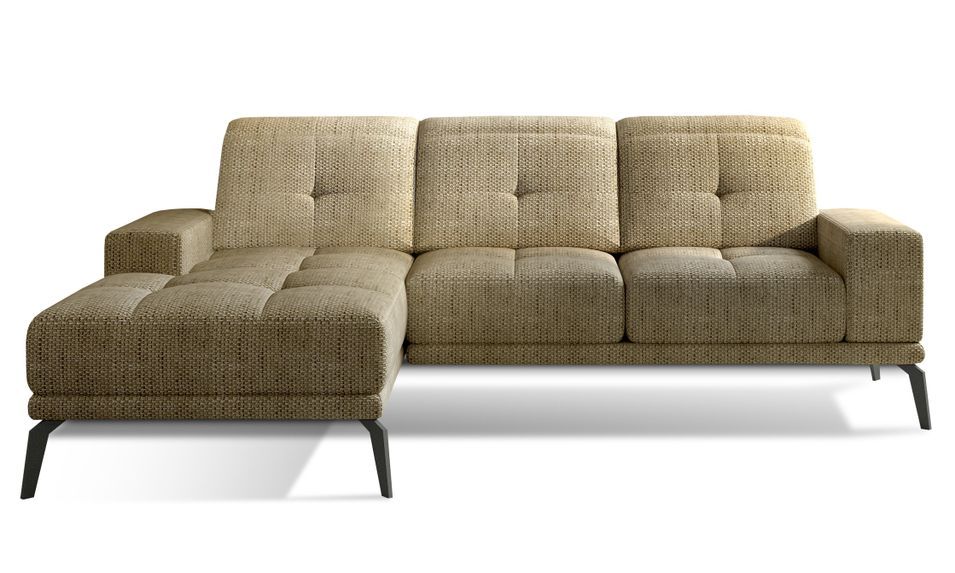 Canapé d'angle gauche 5 places tissu beige chiné Torpille 265 cm - Photo n°1
