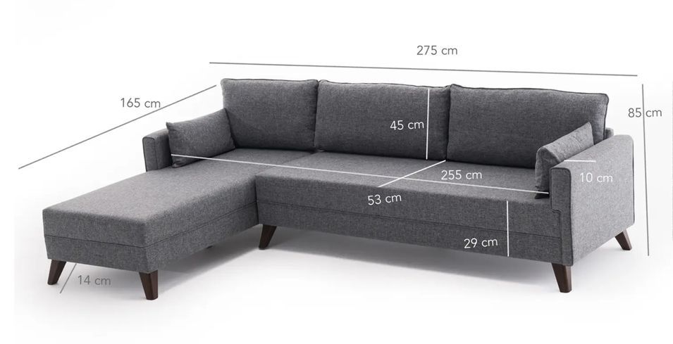 Canapé d'angle gauche 5 places tissu gris Kandy 275 cm - Photo n°4