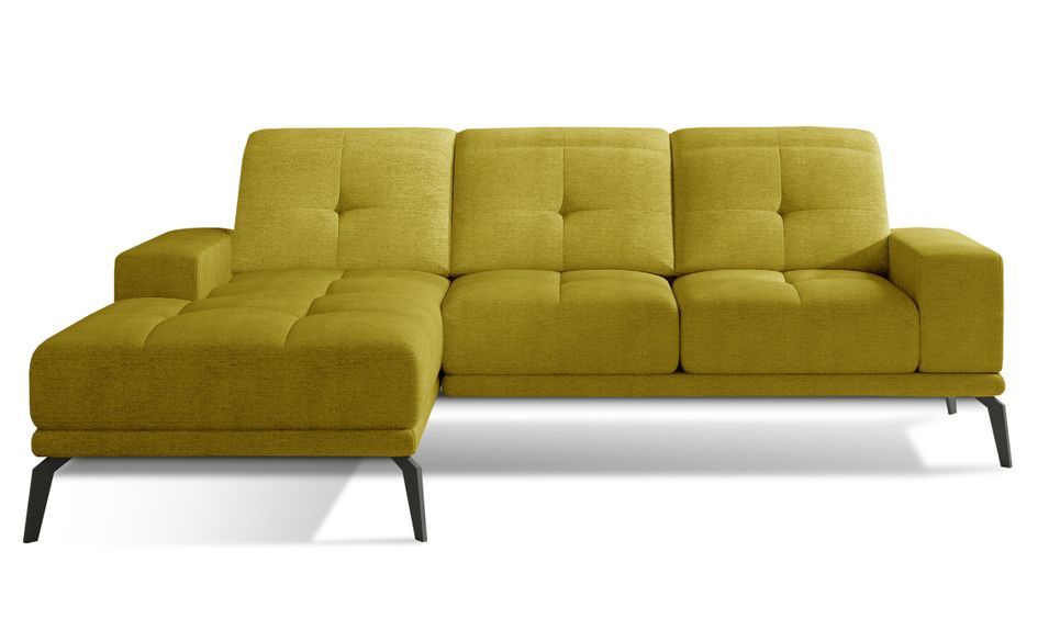 Canapé d'angle gauche 5 places tissu jaune Torpille 265 cm - Photo n°1