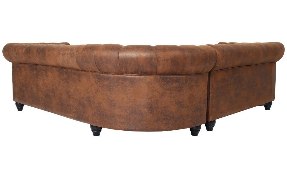 Canapé d'angle gauche 5 places tissu marron vintage Vatsi 220 cm - Photo n°5