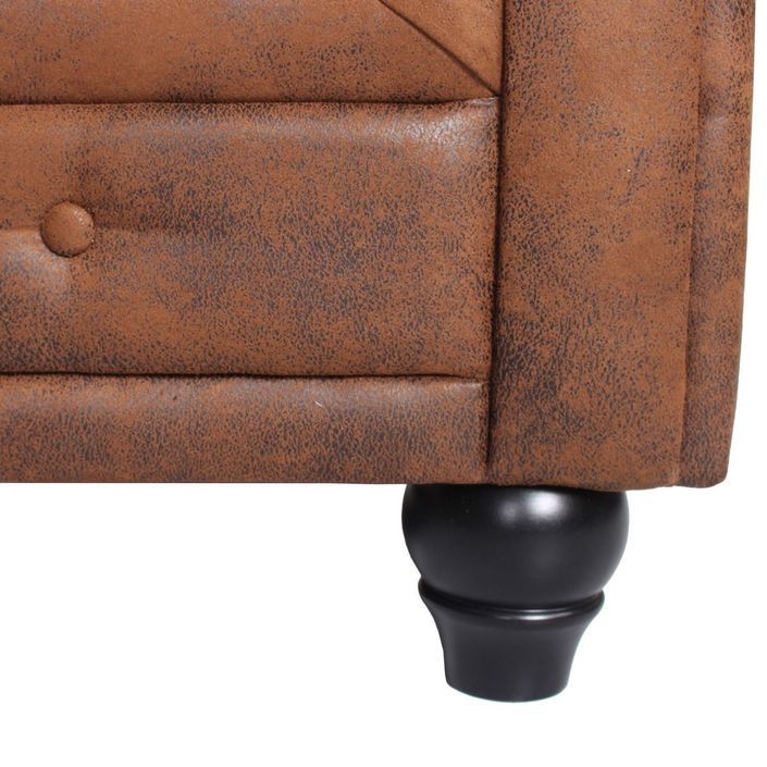 Canapé d'angle gauche 5 places tissu marron vintage Vatsi 220 cm - Photo n°9