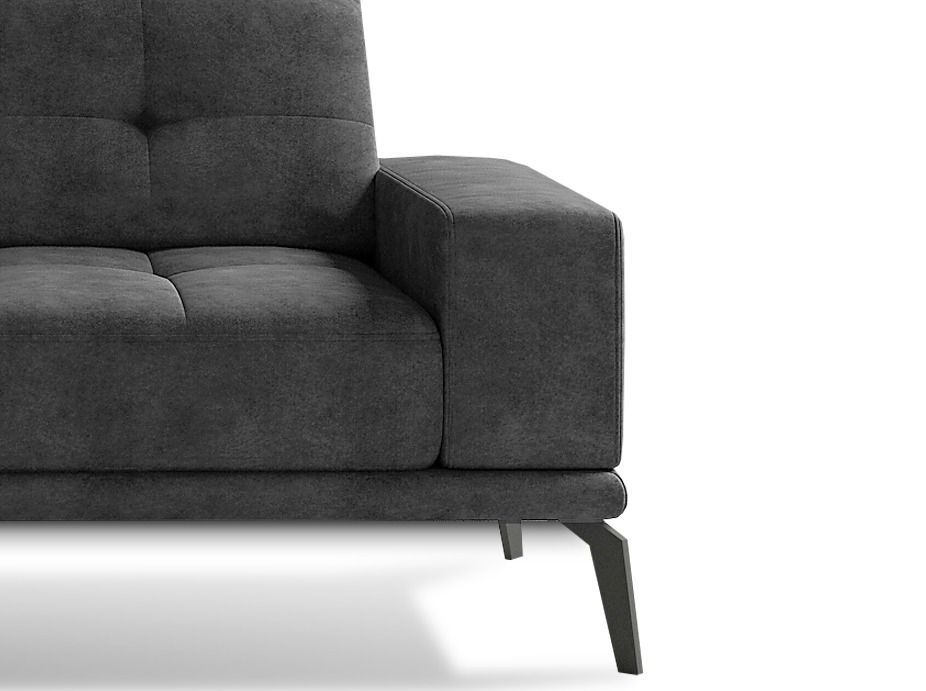 Canapé d'angle gauche 5 places tissu suédine gris foncé Torpille 265 cm - Photo n°3