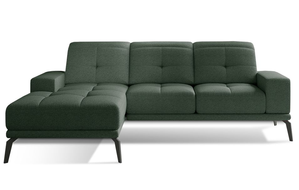 Canapé d'angle gauche 5 places tissu vert avocat Torpille 265 cm - Photo n°1