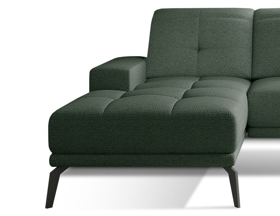 Canapé d'angle gauche 5 places tissu vert avocat Torpille 265 cm - Photo n°5