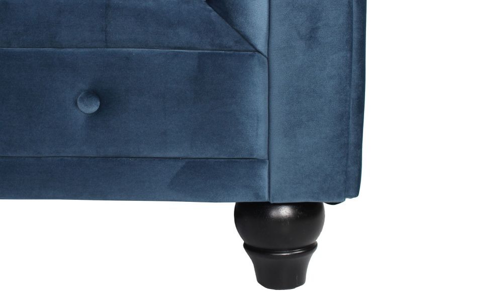 Canapé d'angle gauche 5 places velours bleu Vatsi 220 cm - Photo n°9