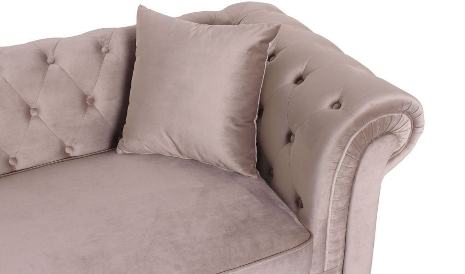 Canapé d'angle gauche chesterfield velours taupe Rosee 281 cm - Photo n°6