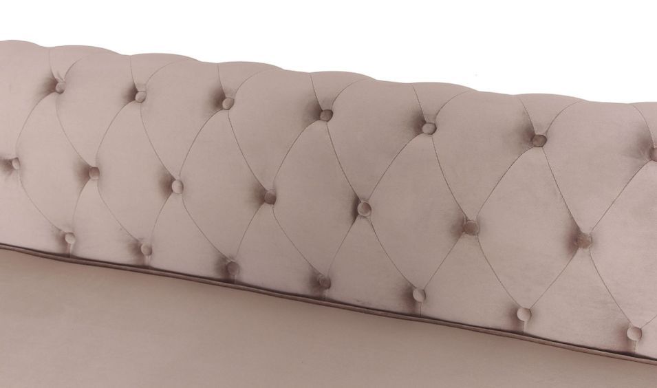 Canapé d'angle gauche chesterfield velours taupe Rosee 281 cm - Photo n°7