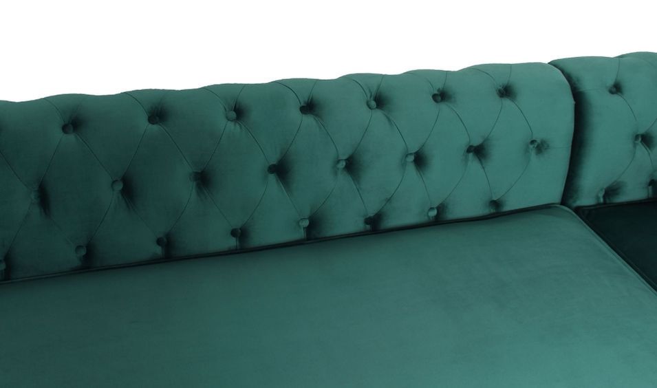 Canapé d'angle gauche chesterfield velours vert Rosee 281 cm - Photo n°5