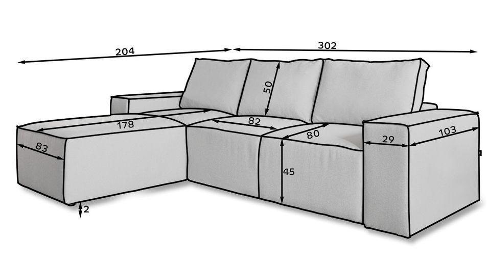 Canapé d'angle gauche convertible moderne tissu doux gris clair Willace 302 cm - Photo n°4