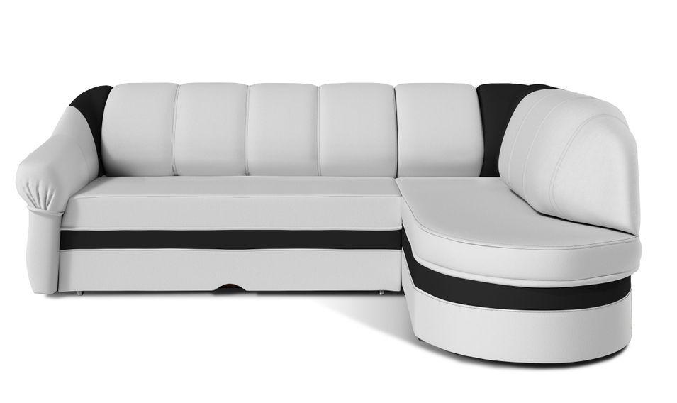 Canapé d'angle droit convertible simili blanc et noir Sundy 250 cm - Photo n°1
