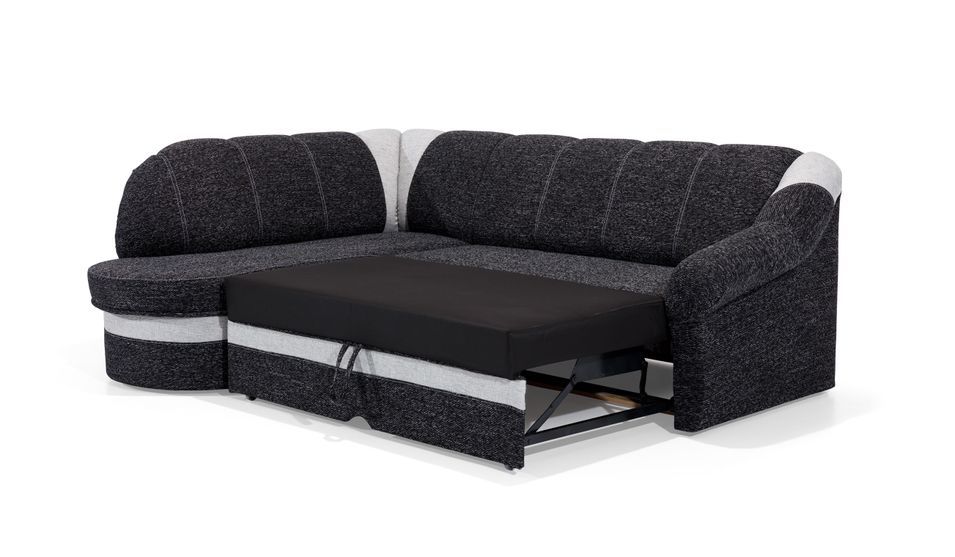 Canapé d'angle gauche convertible simili blanc et noir Sundy 250 cm - Photo n°15