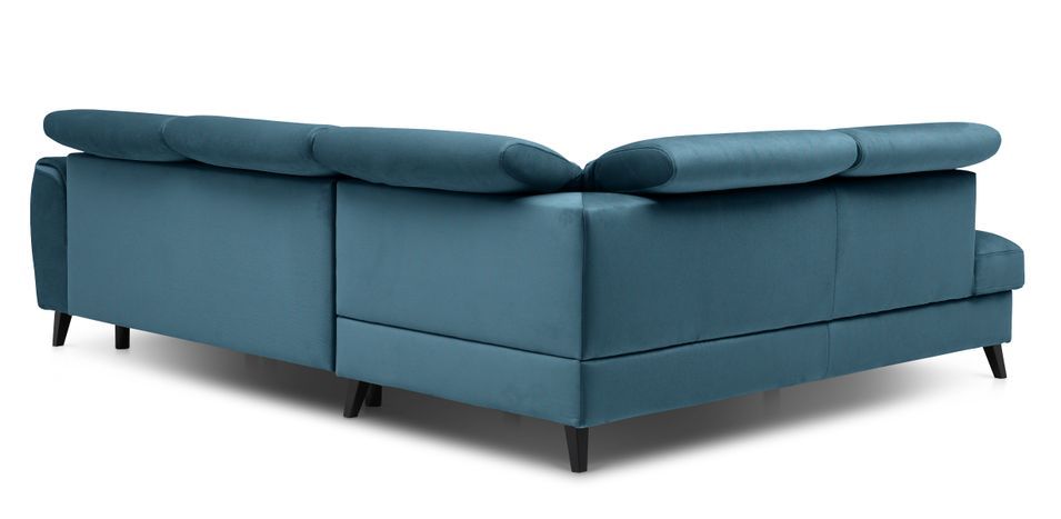 Canapé d'angle gauche convertible tissu bleu canard Noblesse 255 cm - Photo n°10