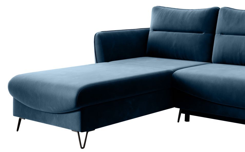 Canapé d'angle gauche convertible tissu bleu foncé Zurik 276 cm - Photo n°3
