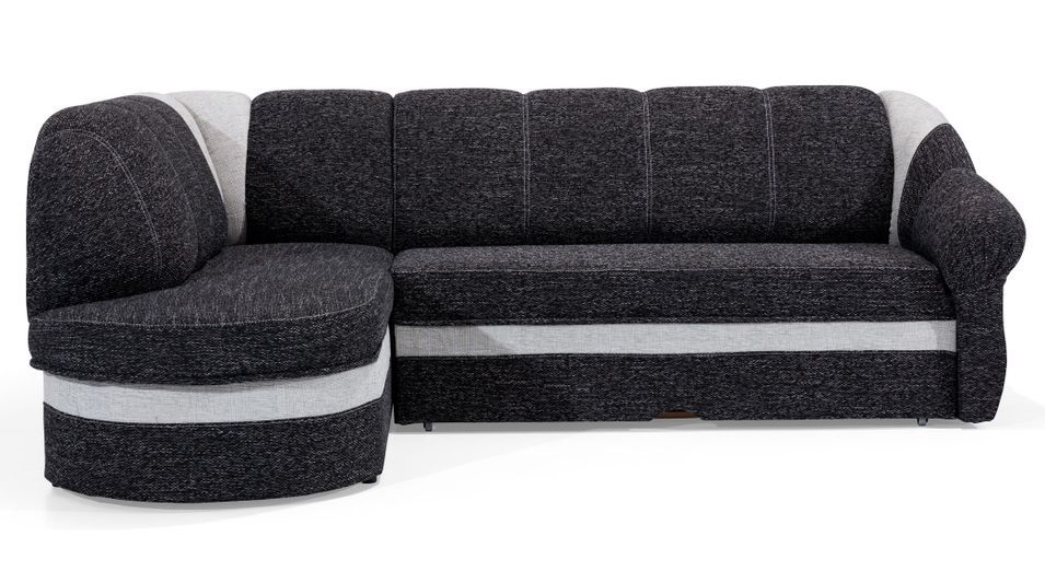 Canapé d'angle gauche convertible tissu gris chiné foncé et clair Sundy 250 cm - Photo n°1