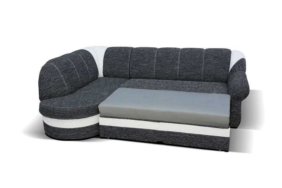 Canapé d'angle gauche convertible tissu gris chiné foncé et clair Sundy 250 cm - Photo n°13