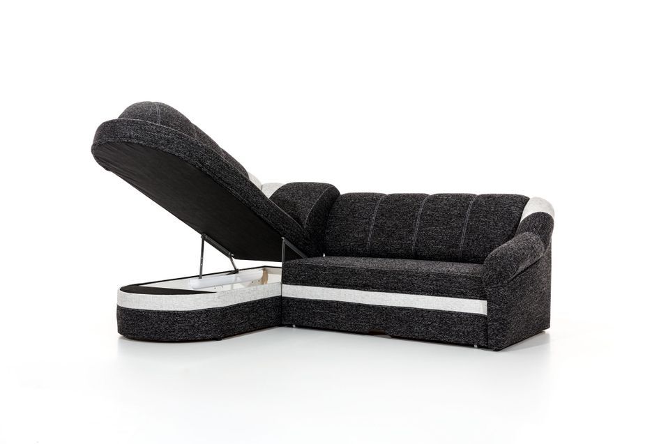 Canapé d'angle gauche convertible tissu gris chiné foncé et clair Sundy 250 cm - Photo n°14