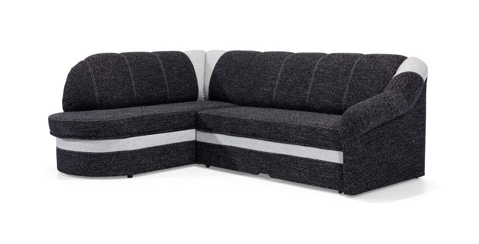 Canapé d'angle gauche convertible tissu gris chiné foncé et clair Sundy 250 cm - Photo n°15