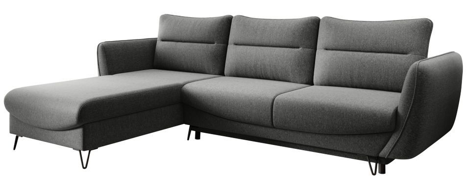 Canapé d'angle gauche convertible tissu gris clair chiné Zurik 276 cm - Photo n°1