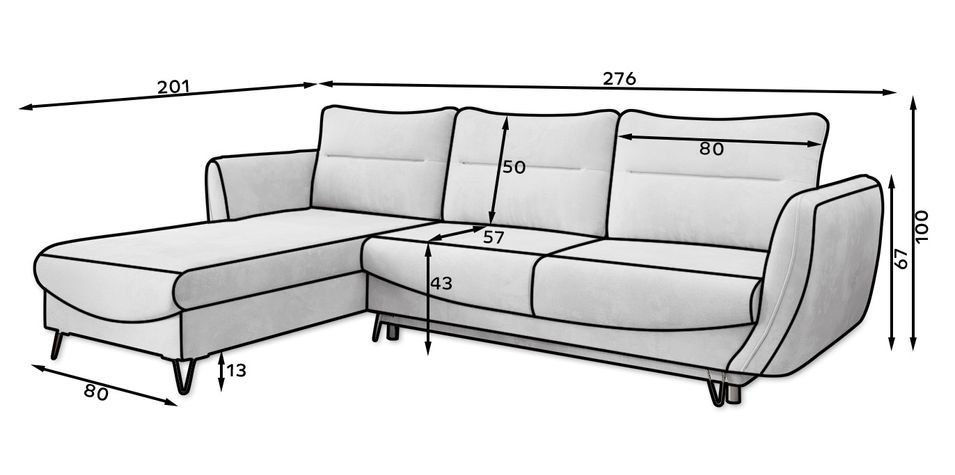 Canapé d'angle gauche convertible tissu gris clair chiné Zurik 276 cm - Photo n°10