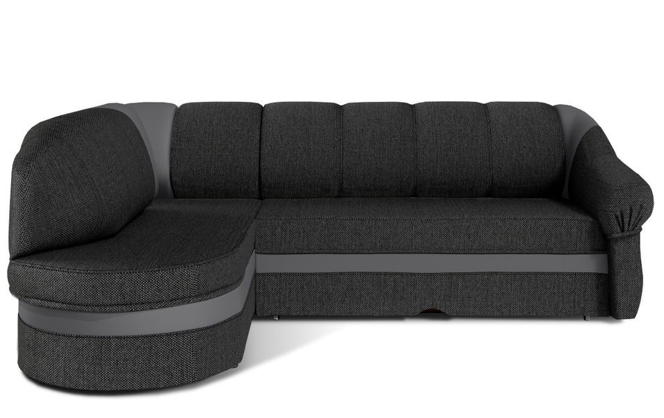 Canapé d'angle gauche convertible tissu gris foncé chiné et simili gris clair Sundy 250 cm - Photo n°1