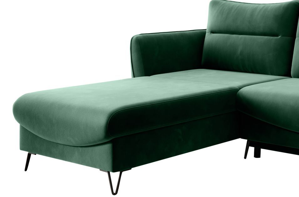 Canapé d'angle gauche convertible tissu vert foncé Zurik 276 cm - Photo n°3