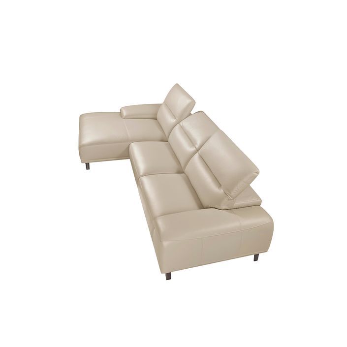 Canapé d'angle gauche cuir beige clair et pieds acier Adile - Photo n°7