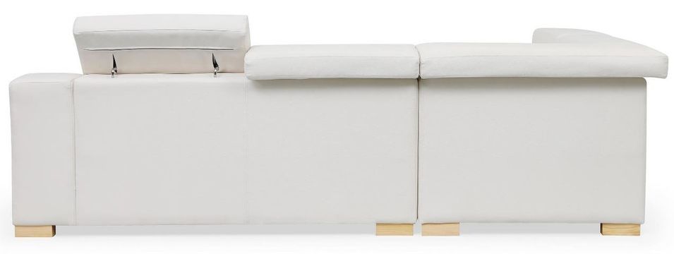 Canapé d'angle gauche en cuir blanc Callyh - Photo n°5