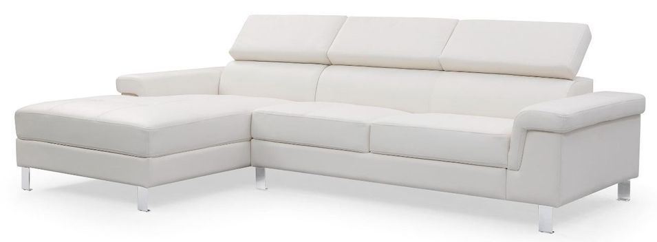 Canapé d'angle gauche en cuir blanc Vixen - Photo n°1