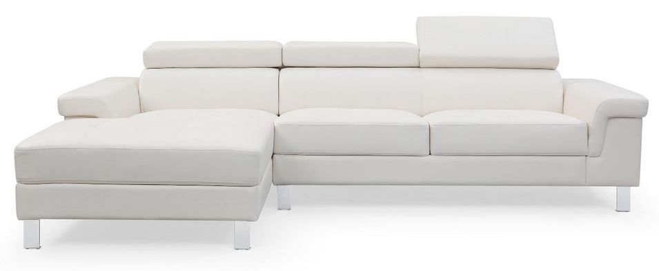 Canapé d'angle gauche en cuir blanc Vixen - Photo n°2
