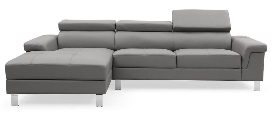 Canapé d'angle gauche en cuir gris Vixen - Photo n°2