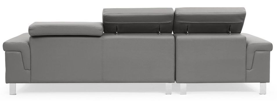 Canapé d'angle gauche en cuir gris Vixen - Photo n°3