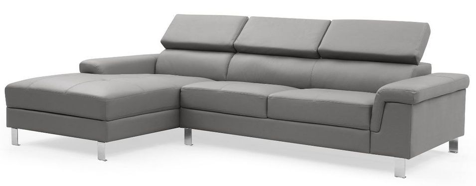 Canapé d'angle gauche en cuir gris Vixen - Photo n°1