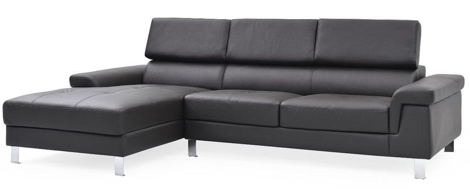Canapé d'angle gauche en cuir noir Vixen - Photo n°1