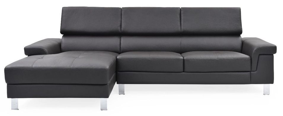 Canapé d'angle gauche en cuir noir Vixen - Photo n°2