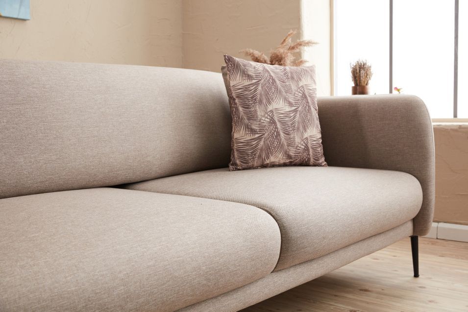 Canapé d'angle gauche moderne tissu beige clair Valiko 265 cm - Photo n°7