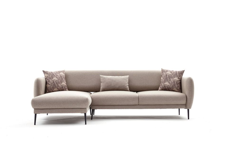 Canapé d'angle gauche moderne tissu beige clair Valiko 265 cm - Photo n°8