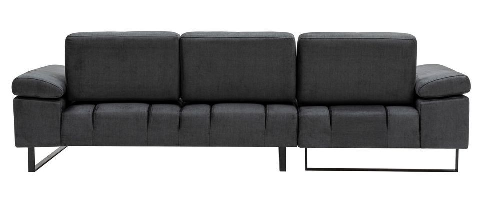 Canapé d'angle gauche moderne tissu doux anthracite pieds métal noir Kustone 274 cm - Photo n°5