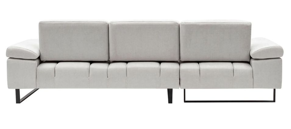 Canapé d'angle gauche moderne tissu doux beige clair pieds métal noir Kustone 274 cm - Photo n°4