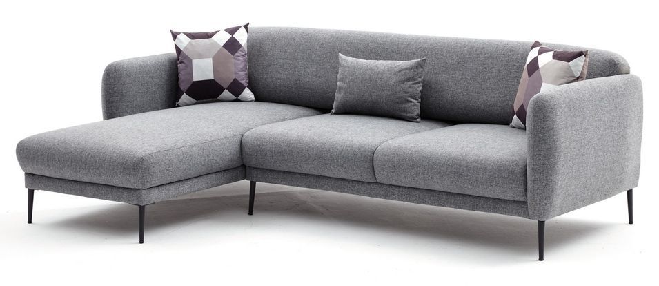 Canapé d'angle gauche moderne tissu gris clair Valiko 265 cm - Photo n°2