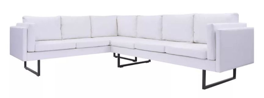 Canapé d'angle gauche simili cuir blanc Fentie - Photo n°1