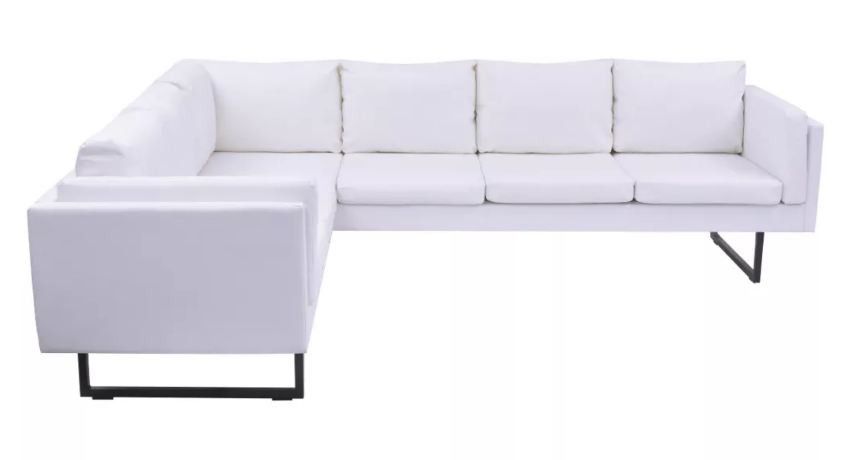 Canapé d'angle gauche simili cuir blanc Fentie - Photo n°4