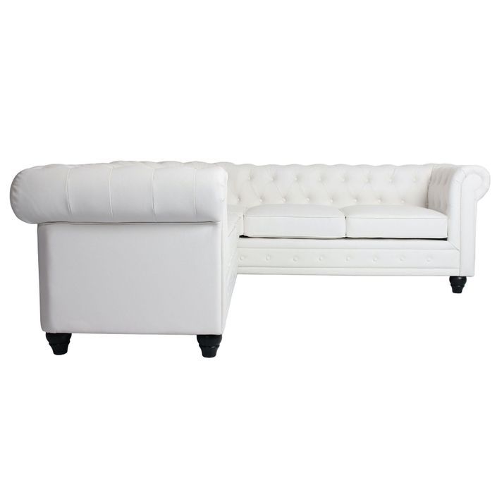 Canapé d'angle gauche simili cuir blanc Vatsi - Photo n°2