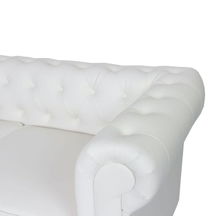 Canapé d'angle gauche simili cuir blanc Vatsi - Photo n°4