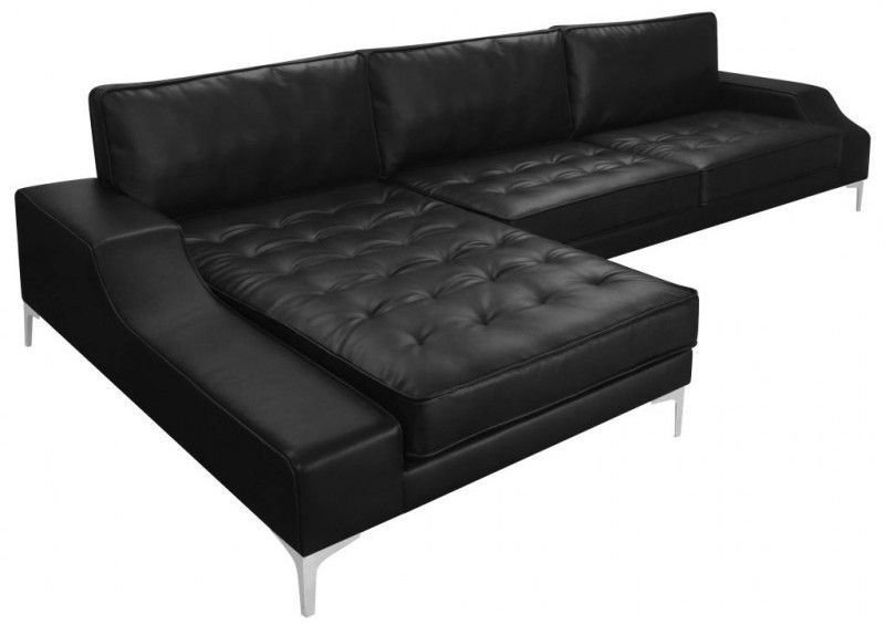 Canapé d'angle gauche simili cuir noir Arania - Photo n°1