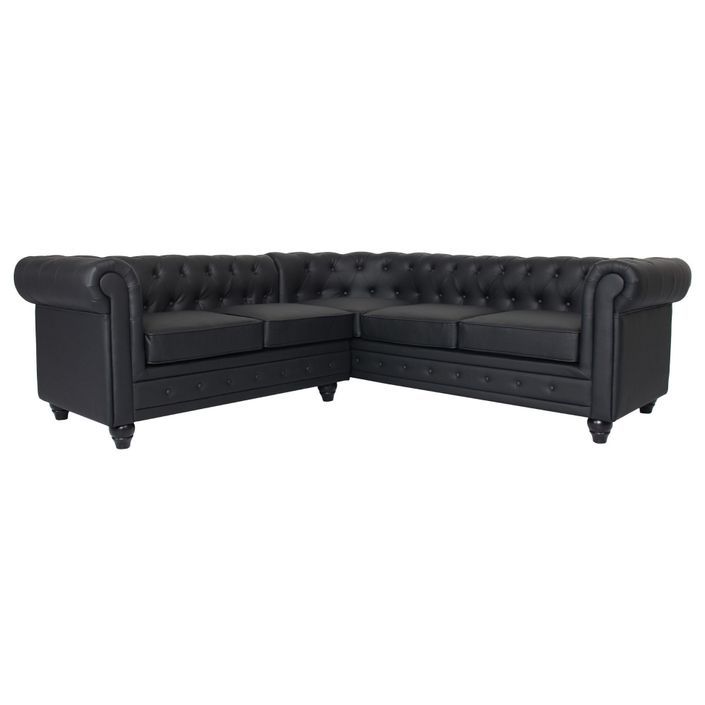 Canapé d'angle gauche simili cuir noir Vatsi - Photo n°1