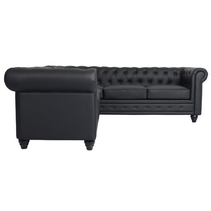 Canapé d'angle gauche simili cuir noir Vatsi - Photo n°2