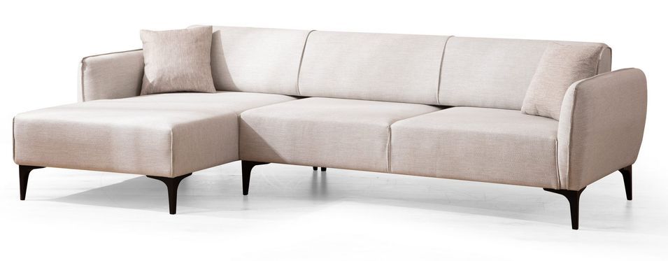 Canapé d'angle gauche tissu beige clair Bellano 270 cm - Photo n°1