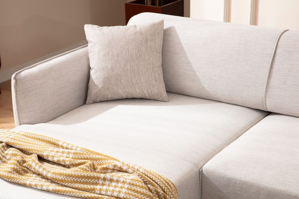 Canapé d'angle gauche tissu beige clair Bellano 270 cm - Photo n°4